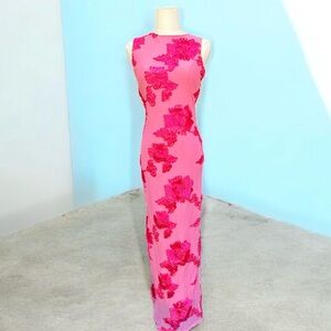 Elegant Pink Floral Maxi Dress